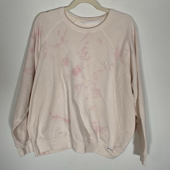 MOTHER THE BIGGIE CONCERT Sweatshirt Womens Cream Pink Size‎ Large Crew Neck - Picture 1 of 13